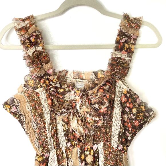 Flowing Peasant Dress Floral Print 1970s Style S - Picture 3 of 9